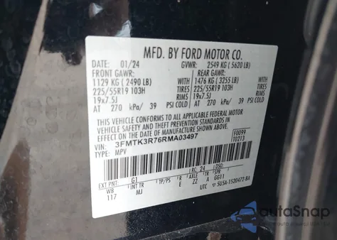 2024 Ford Mustang Mach-E Premium from USA, damaged, VIN 3FMTK3R76RMA03497